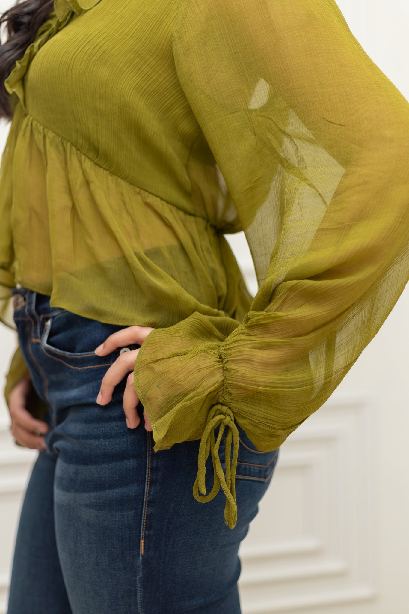 Green Flag Chiffon Top