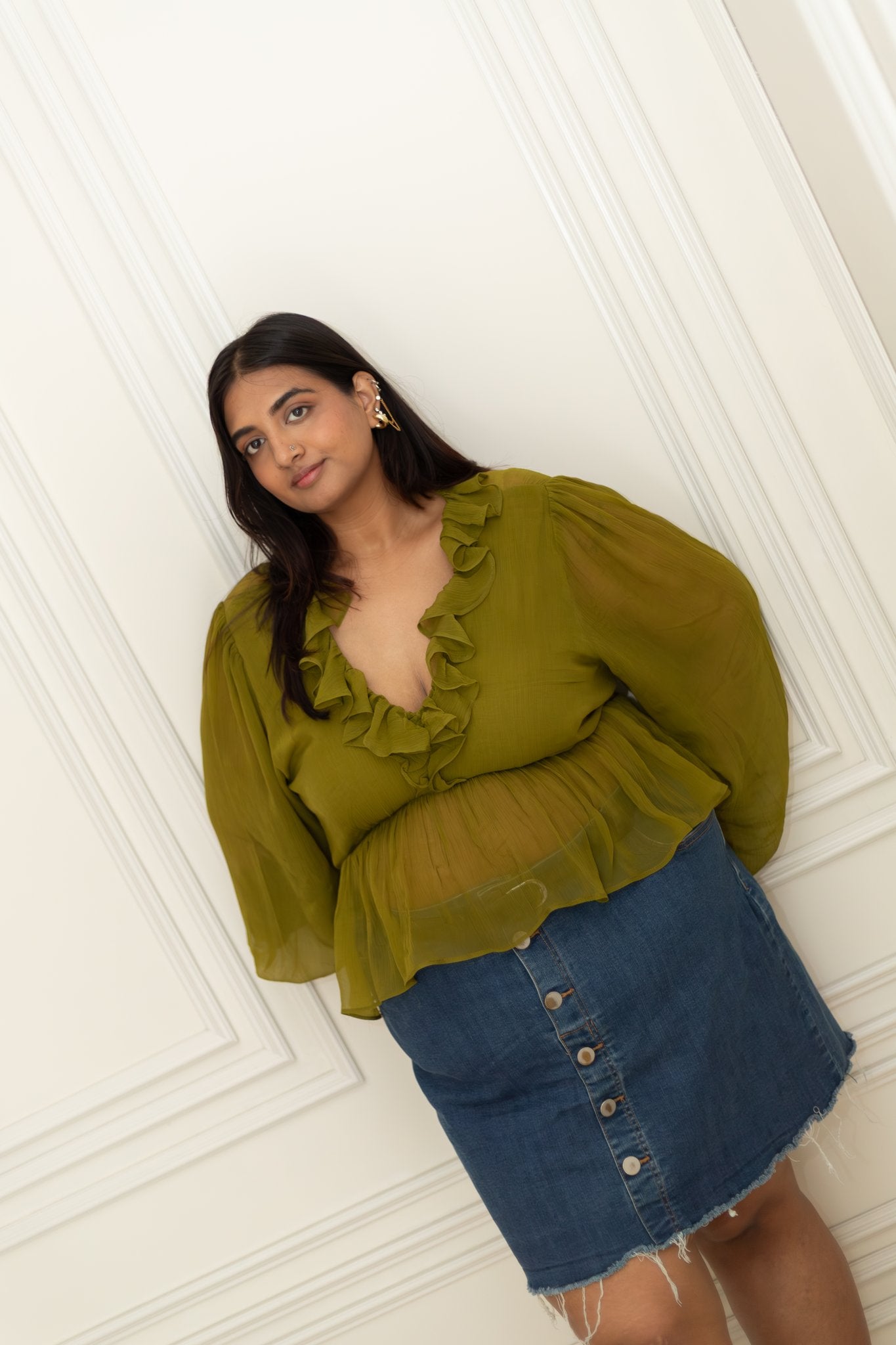 Green Flag Chiffon Top